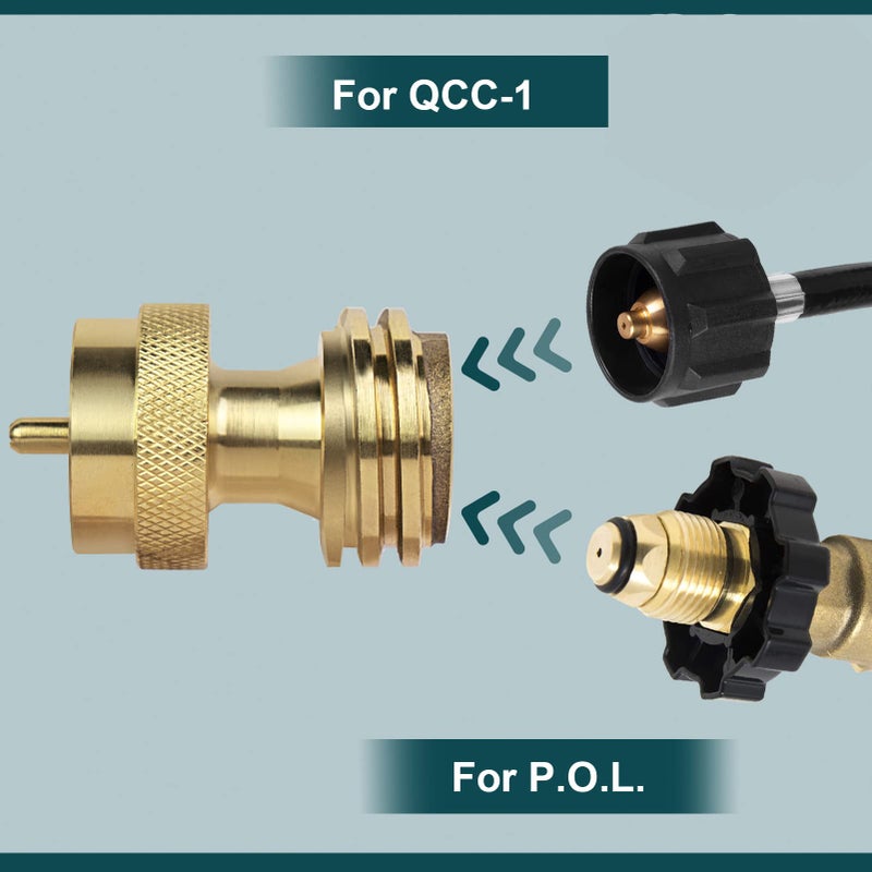 GASPRO 1lb Propane Tank Adapter, 20lb to 1lb Converter, Hook Up Small Propane Tanks When 20lb Ran Out, Solid Brass - Image 3